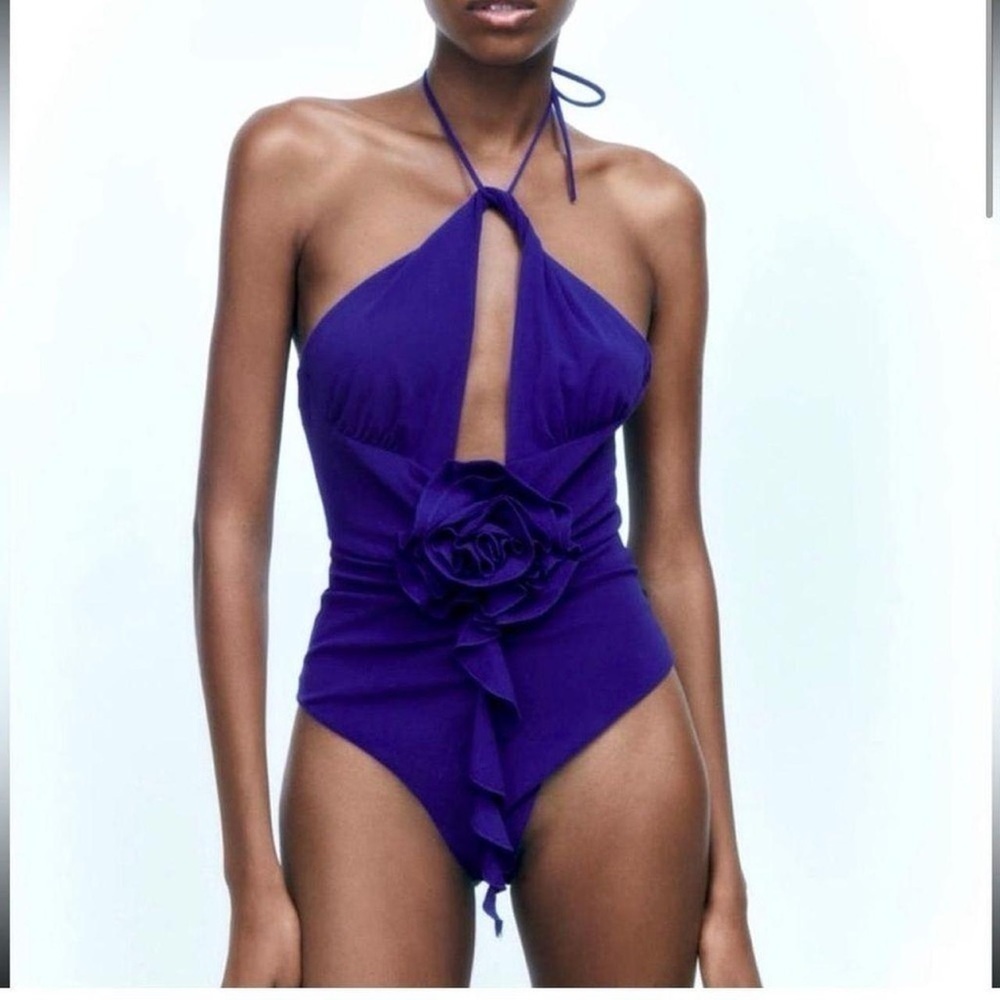 NWT Zara Floral Halter Neck Bodysuit